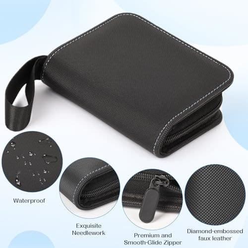 Mini 1-Pocket Zip Card Binder, 40 Standard Cards, Faux Leather thumbnail 4