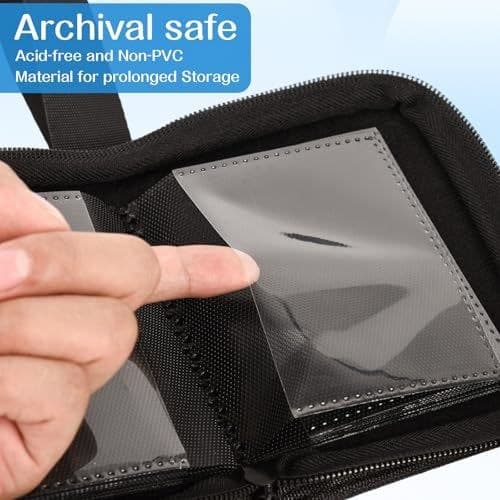 Mini 1-Pocket Zip Card Binder, 40 Standard Cards, Faux Leather thumbnail 6