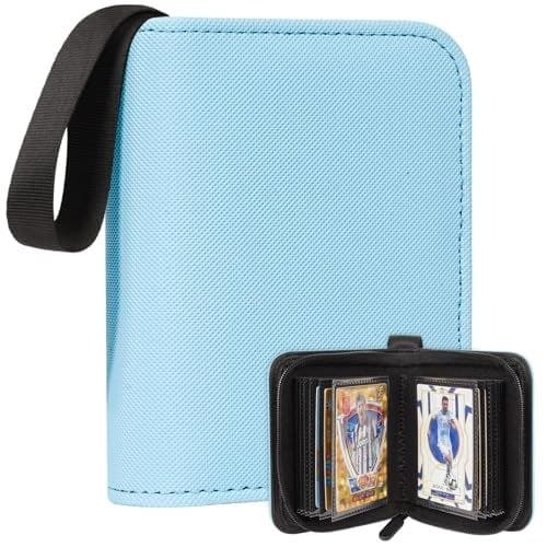 Mini 1-Pocket Zip Card Binder, 40 Standard Cards, Faux Leather