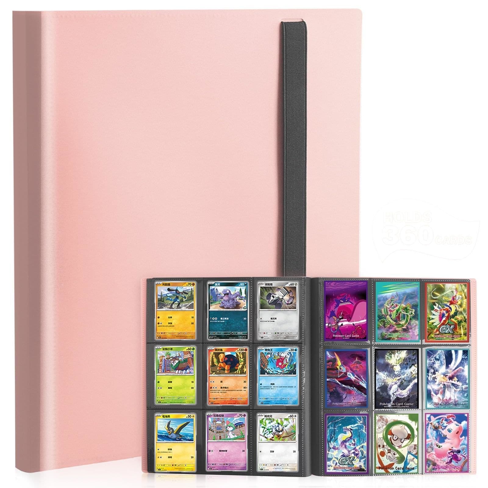 9-Pocket Trading Card Binder, 360 Cards, Side-Loading, Elastic Strap 缩略图 5