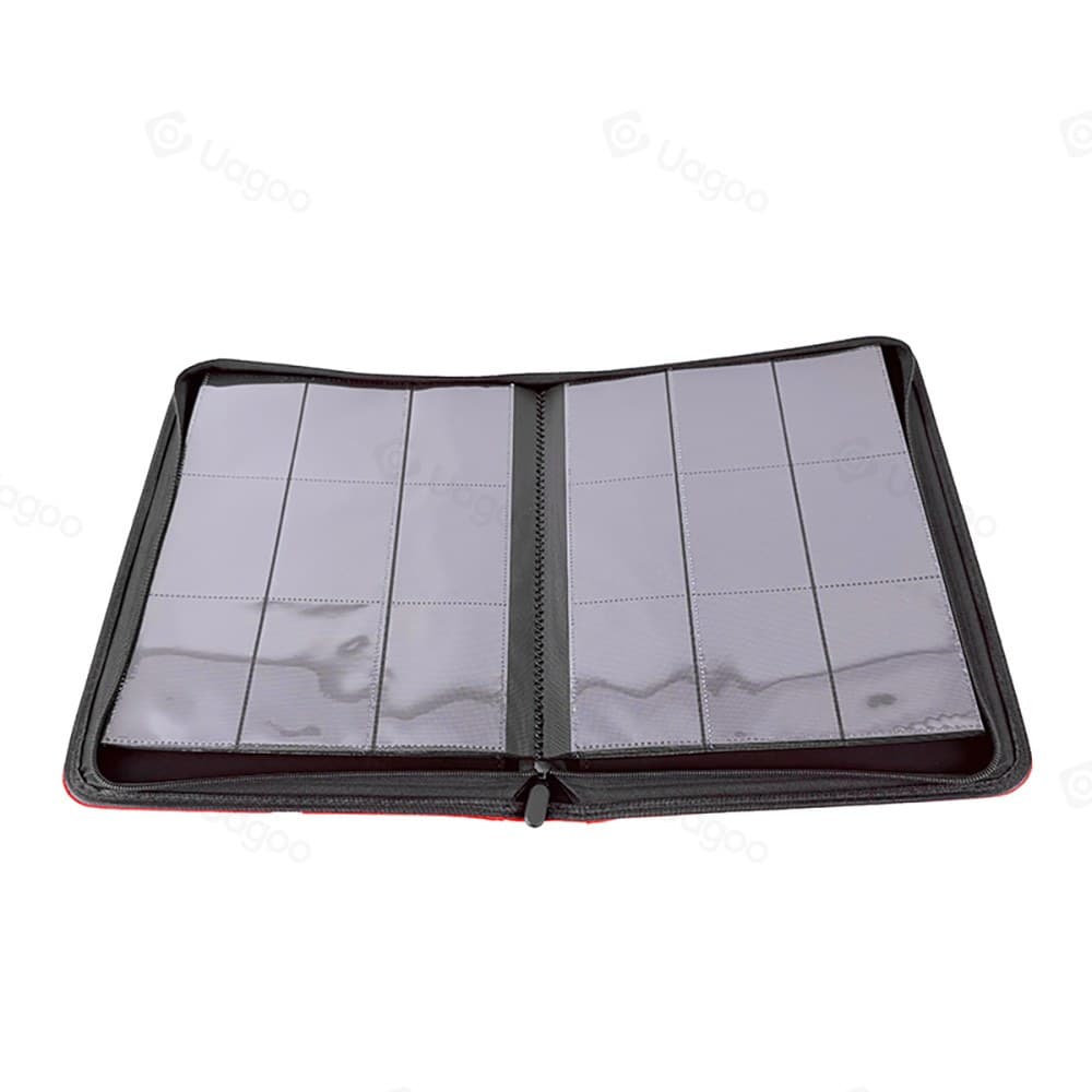 9-Pocket Zip Trading Card Binder, Black PU Leather, Side-Loading 缩略图 2