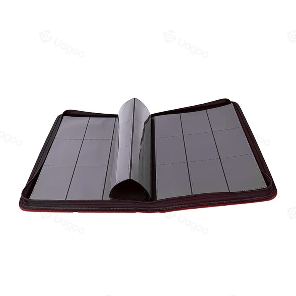 9-Pocket Zip Trading Card Binder, Black PU Leather, Side-Loading 缩略图 3