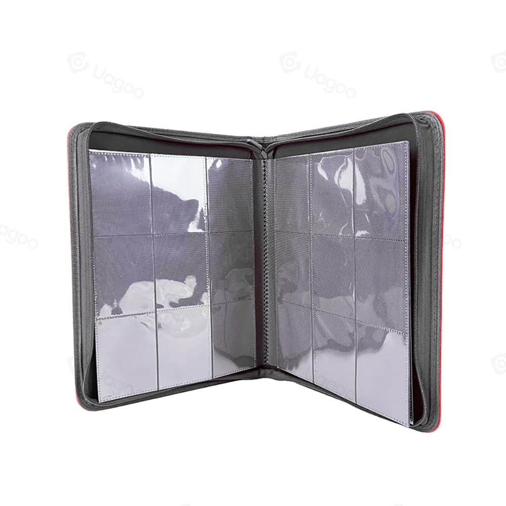 9-Pocket Zip Trading Card Binder, Black PU Leather, Side-Loading 缩略图 5