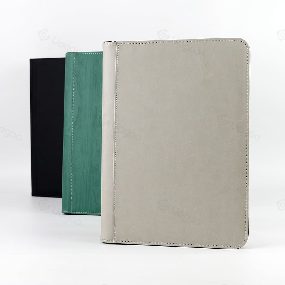 9-Pocket Zip Card Binder, Textured PU Leather, Acid-Free Side-Loading Pages thumbnail 1