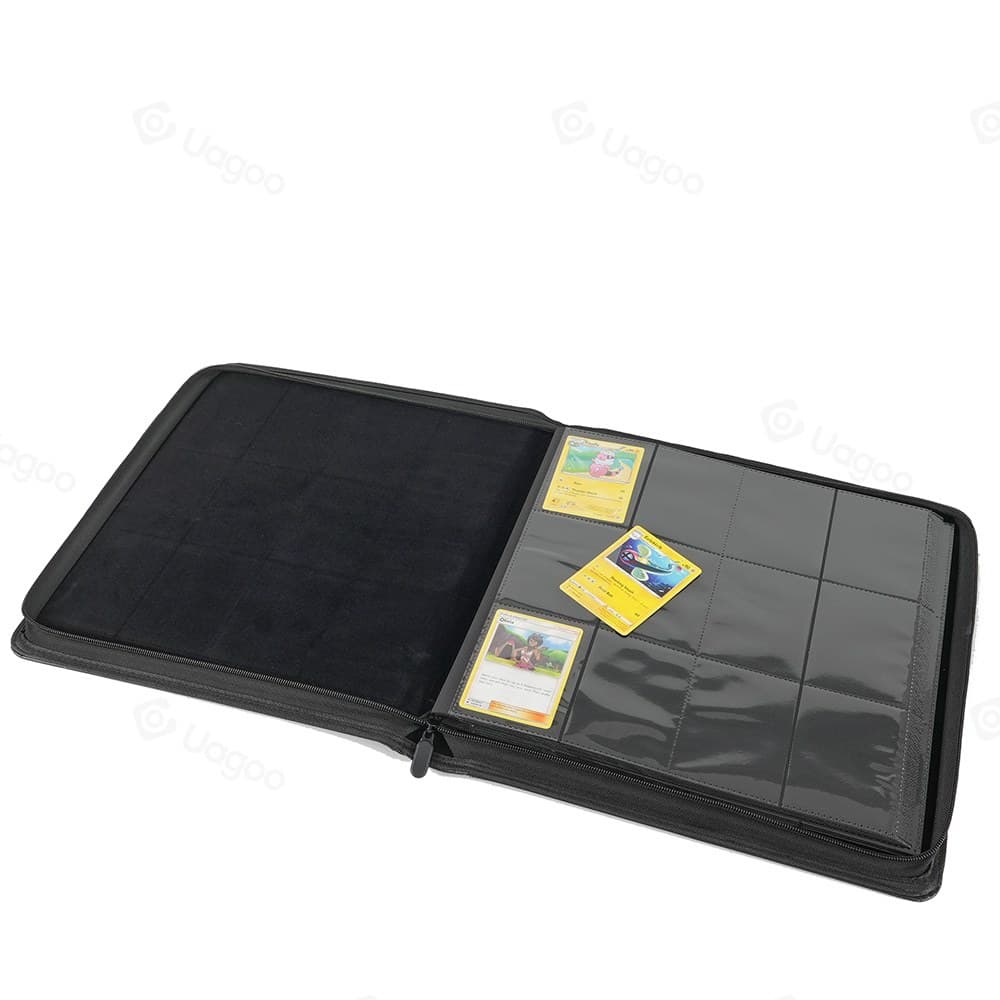 12-Pocket Zip Trading Card Binder, Black thumbnail 3