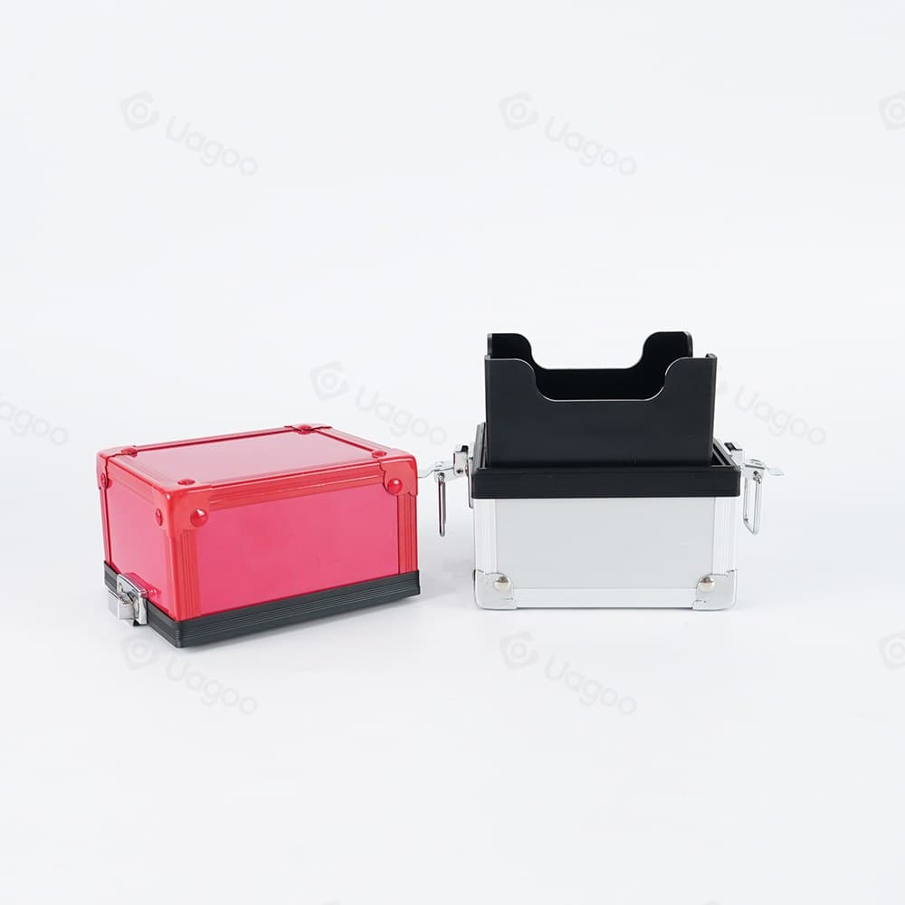 Aluminum Alloy Trading Card Deck Box with Latch, Red Lid thumbnail 2