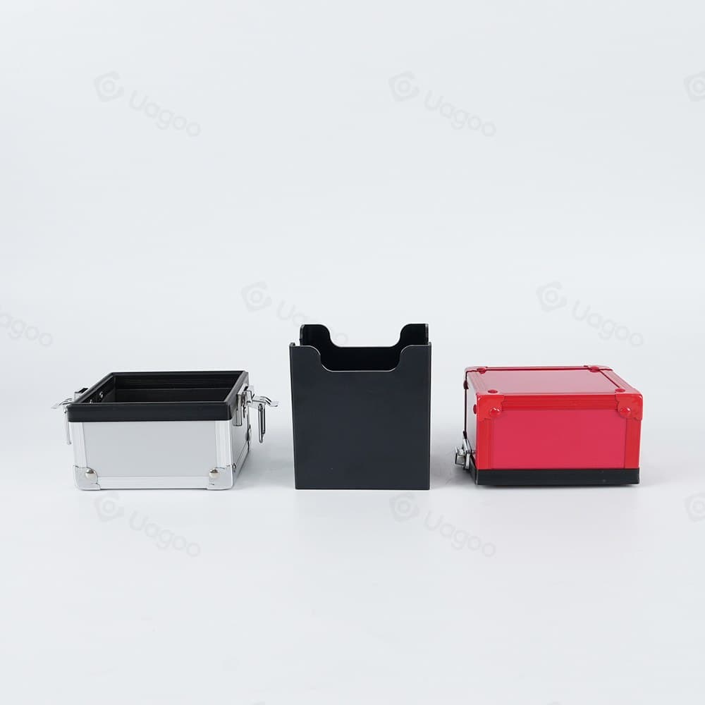Aluminum Alloy Trading Card Deck Box with Latch, Red Lid thumbnail 3