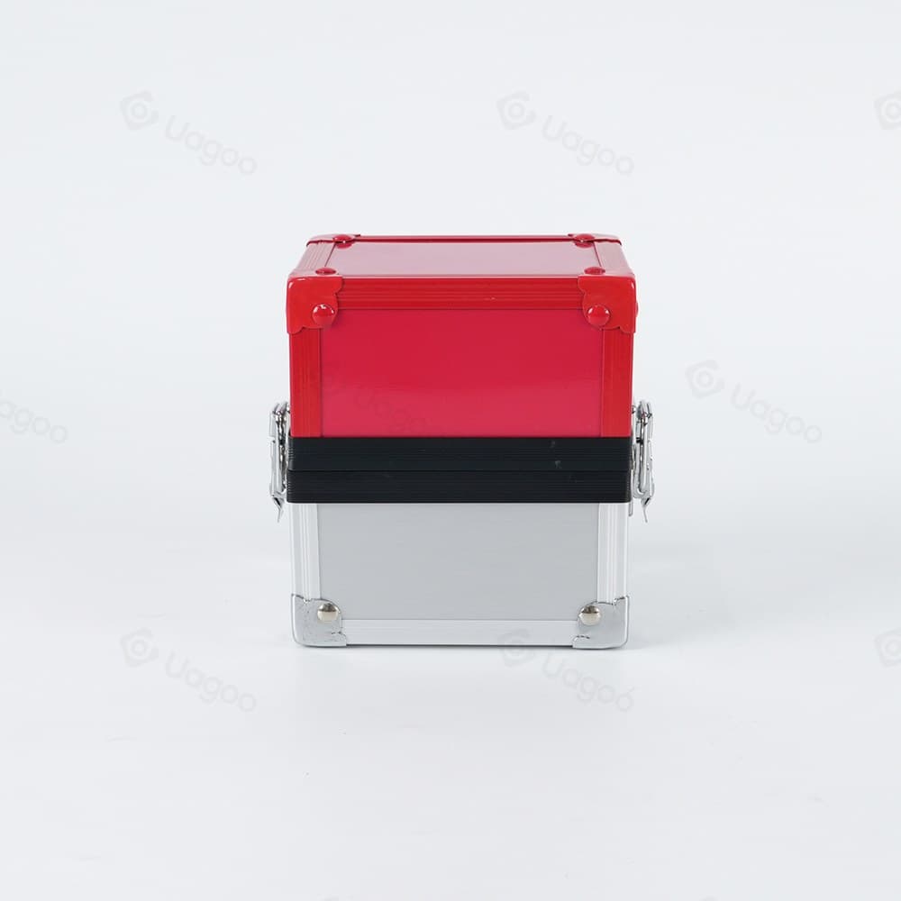 Aluminum Alloy Trading Card Deck Box with Latch, Red Lid thumbnail 4