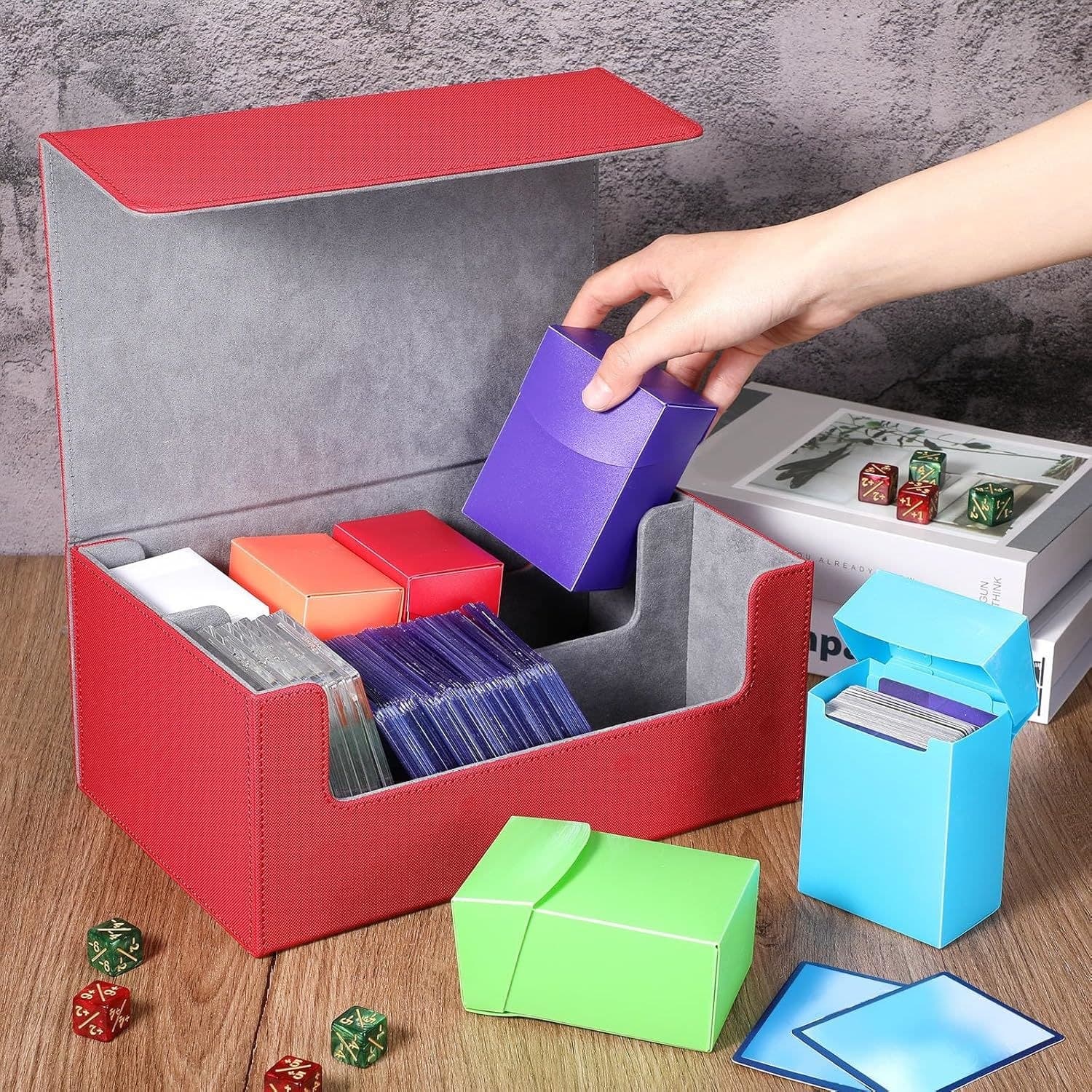 PU Leather Card Storage Case with 6 Plastic Deck Boxes thumbnail 5