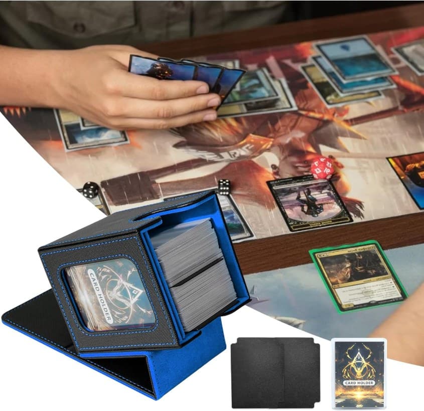 PU Leather Magnetic Deck Box with Display Window, Holds 100 Double-Sleeved Cards 缩略图 2