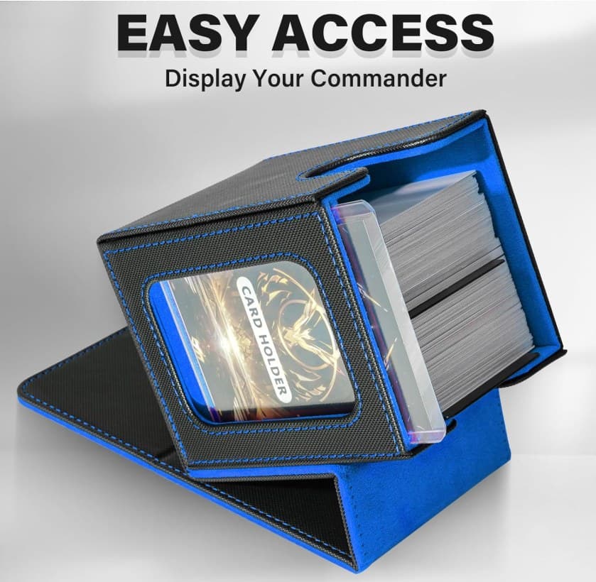 PU Leather Magnetic Deck Box with Display Window, Holds 100 Double-Sleeved Cards 缩略图 5