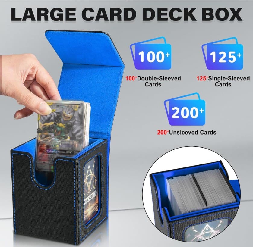 PU Leather Magnetic Deck Box with Display Window, Holds 100 Double-Sleeved Cards 缩略图 6