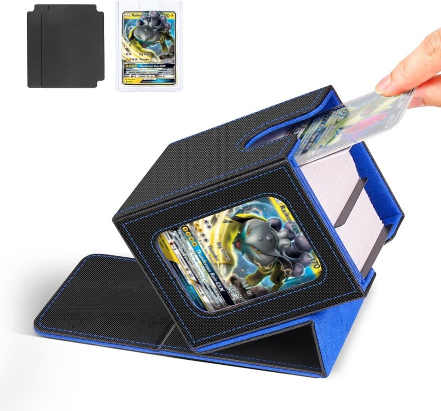 PU Leather Magnetic Deck Box with Display Window, Holds 100 Double-Sleeved Cards 缩略图 1