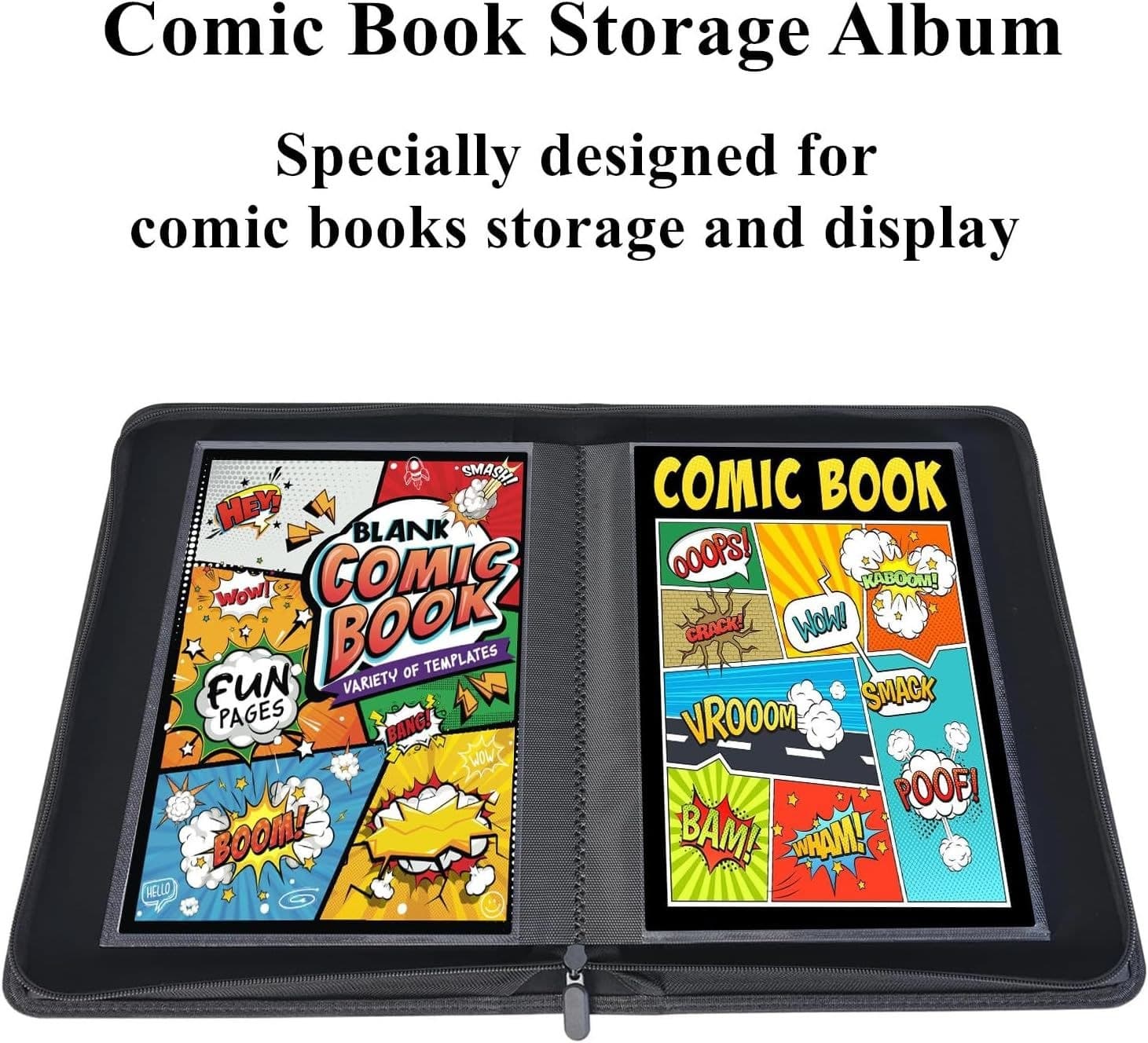 Zippered PU Leather Comic Book Binder, Holds 24+ Comics thumbnail 2