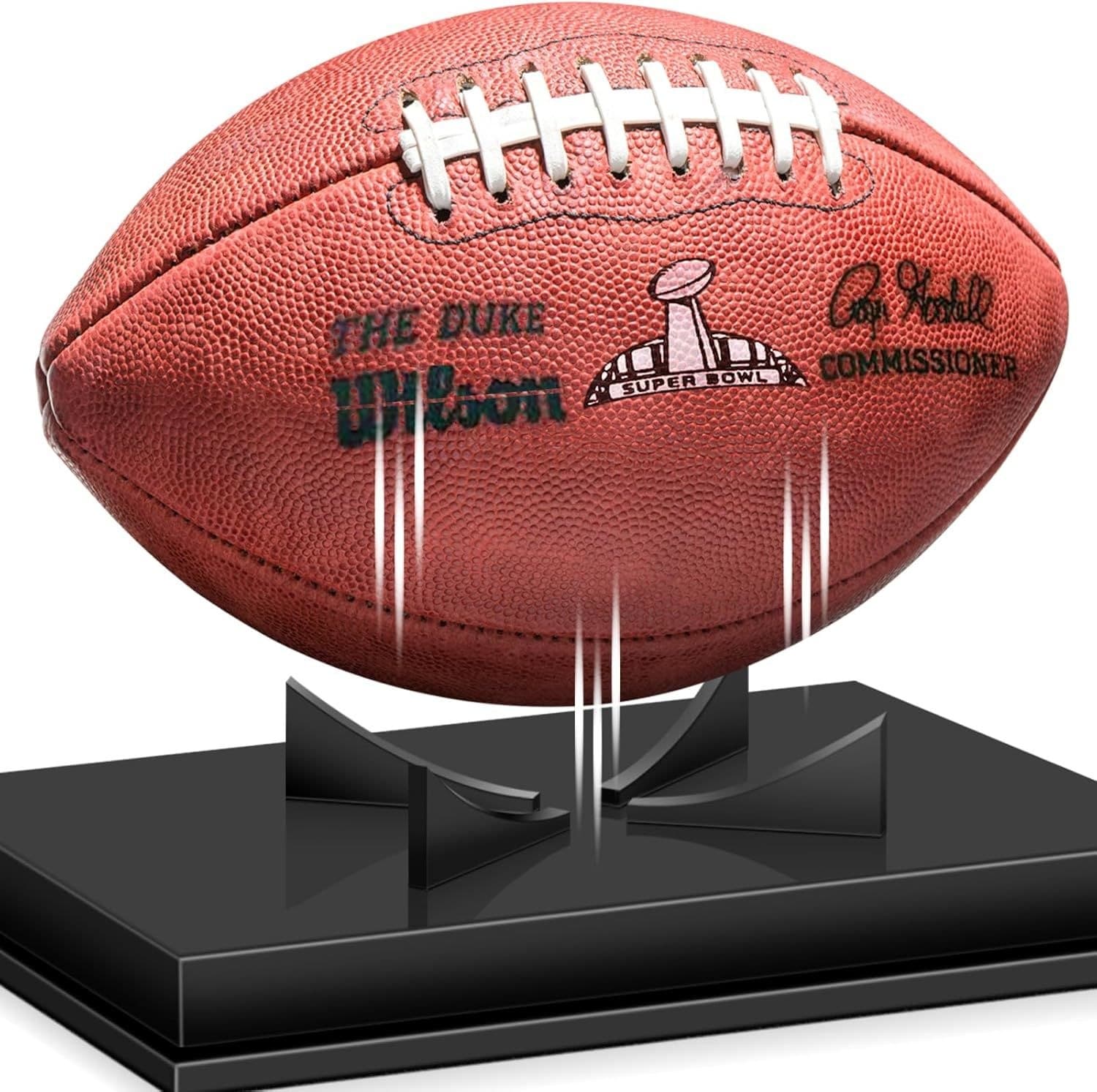 Clear Acrylic Football Display Case with Black Base and Stand 缩略图 4
