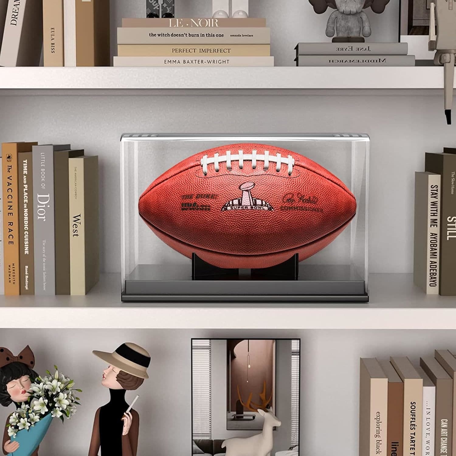 Clear Acrylic Football Display Case with Black Base and Stand 缩略图 5