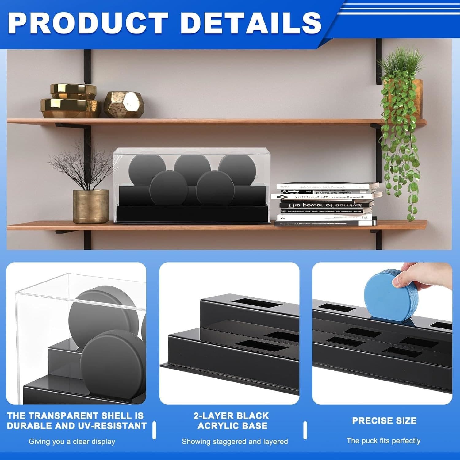 UV-Resistant Acrylic Hockey Puck Display Case, 5 Slots thumbnail 5
