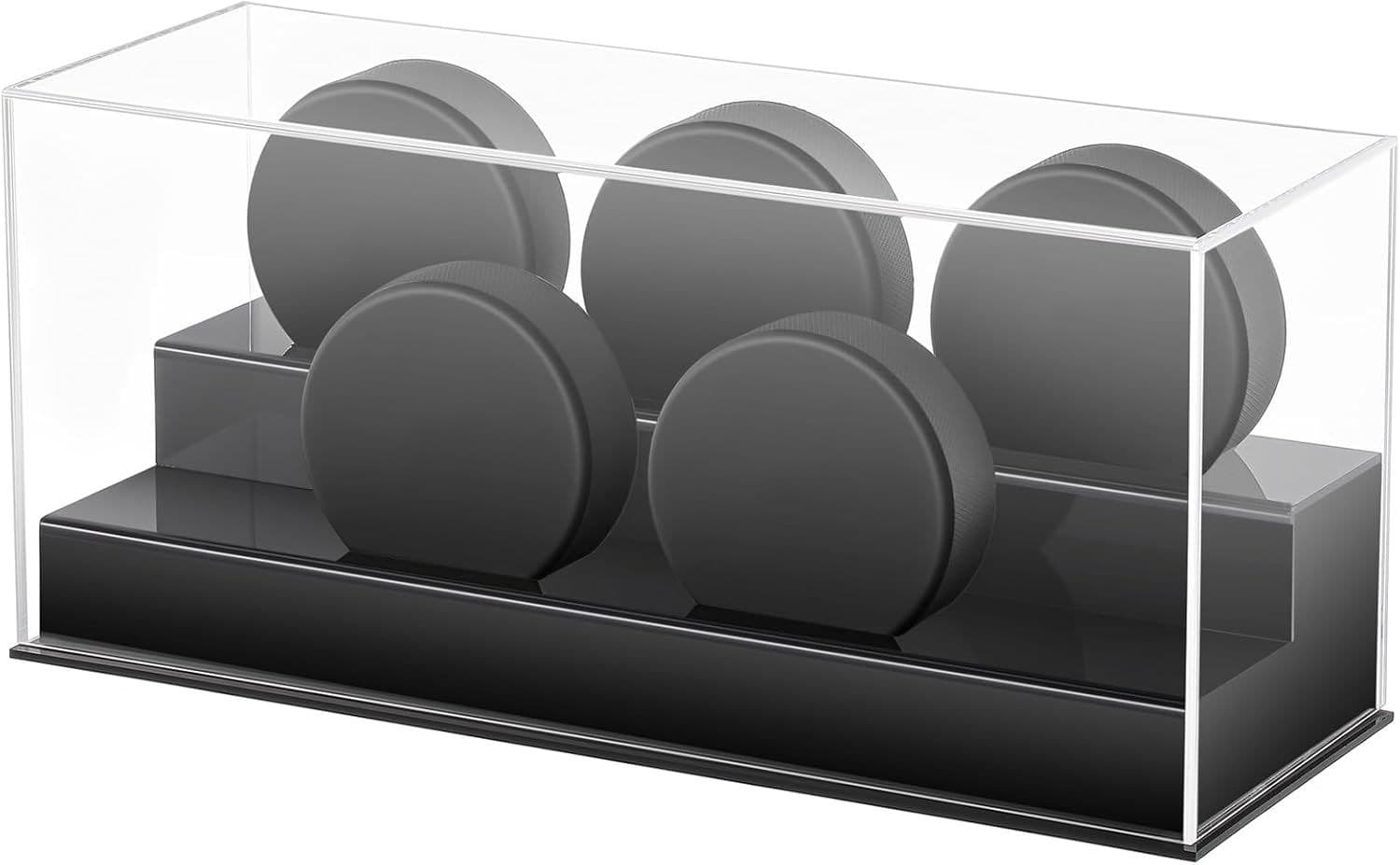 UV-Resistant Acrylic Hockey Puck Display Case, 5 Slots