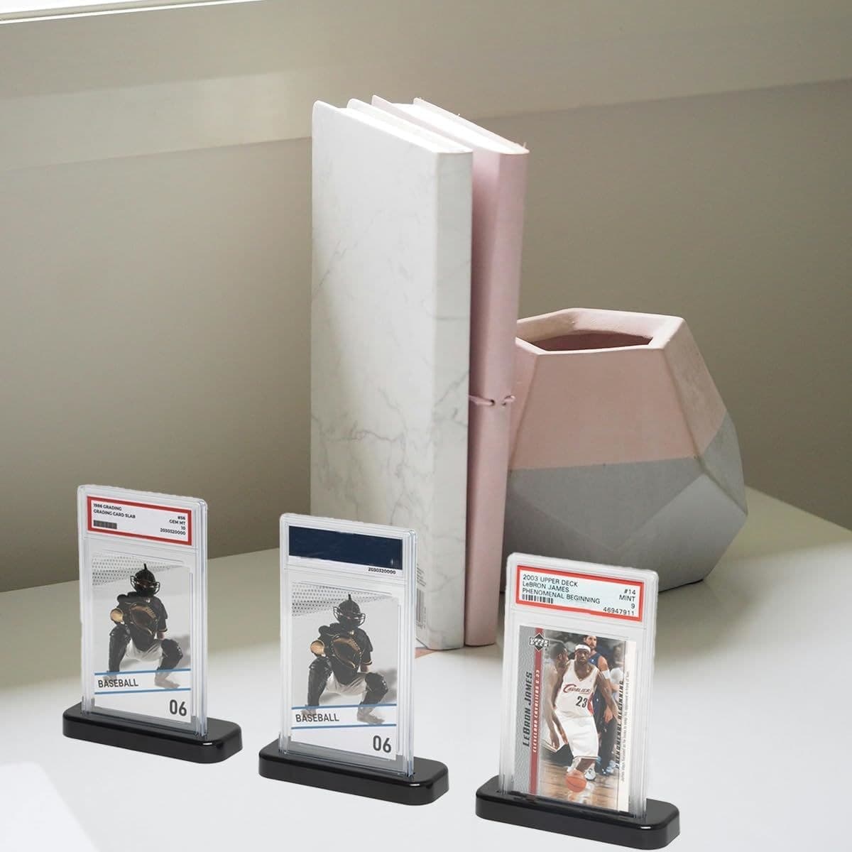 Black Plastic Card Display Stands, 4-Pack, for Slabs and Magnetic Holders thumbnail 3