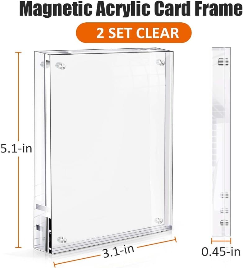 Magnetic Acrylic Card Frame, Double-Sided, 3.1 x 5.1 in, 2-Pack