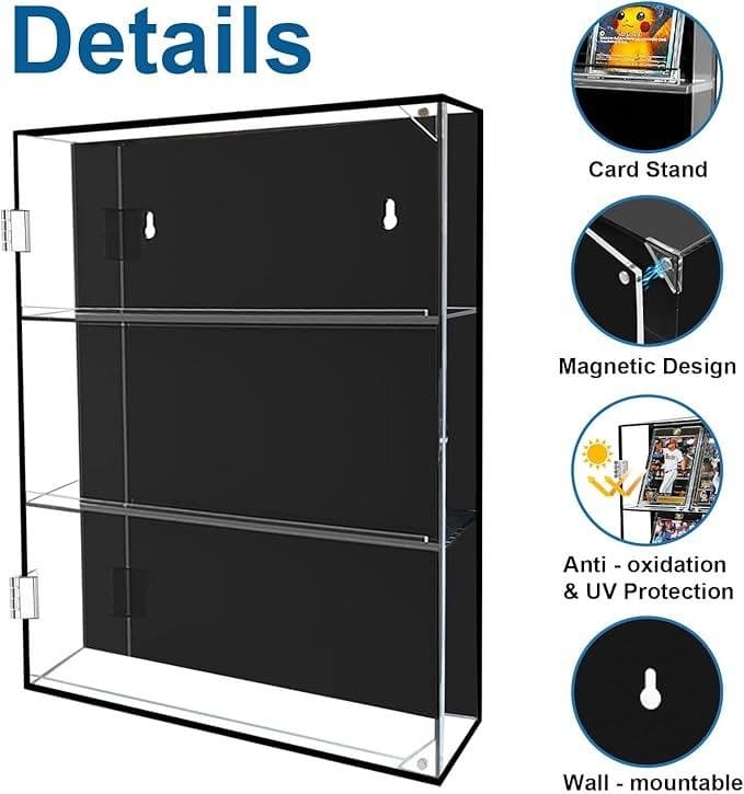 UV-Protective Acrylic Display Case for Magnetic Card Holders, Wall or Desktop, 10.2 x 13.6 in