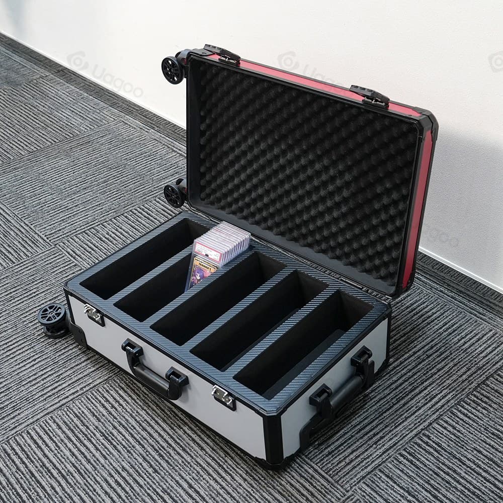 Rolling Aluminum Graded Card Trolley Case with Foam Inserts thumbnail 2