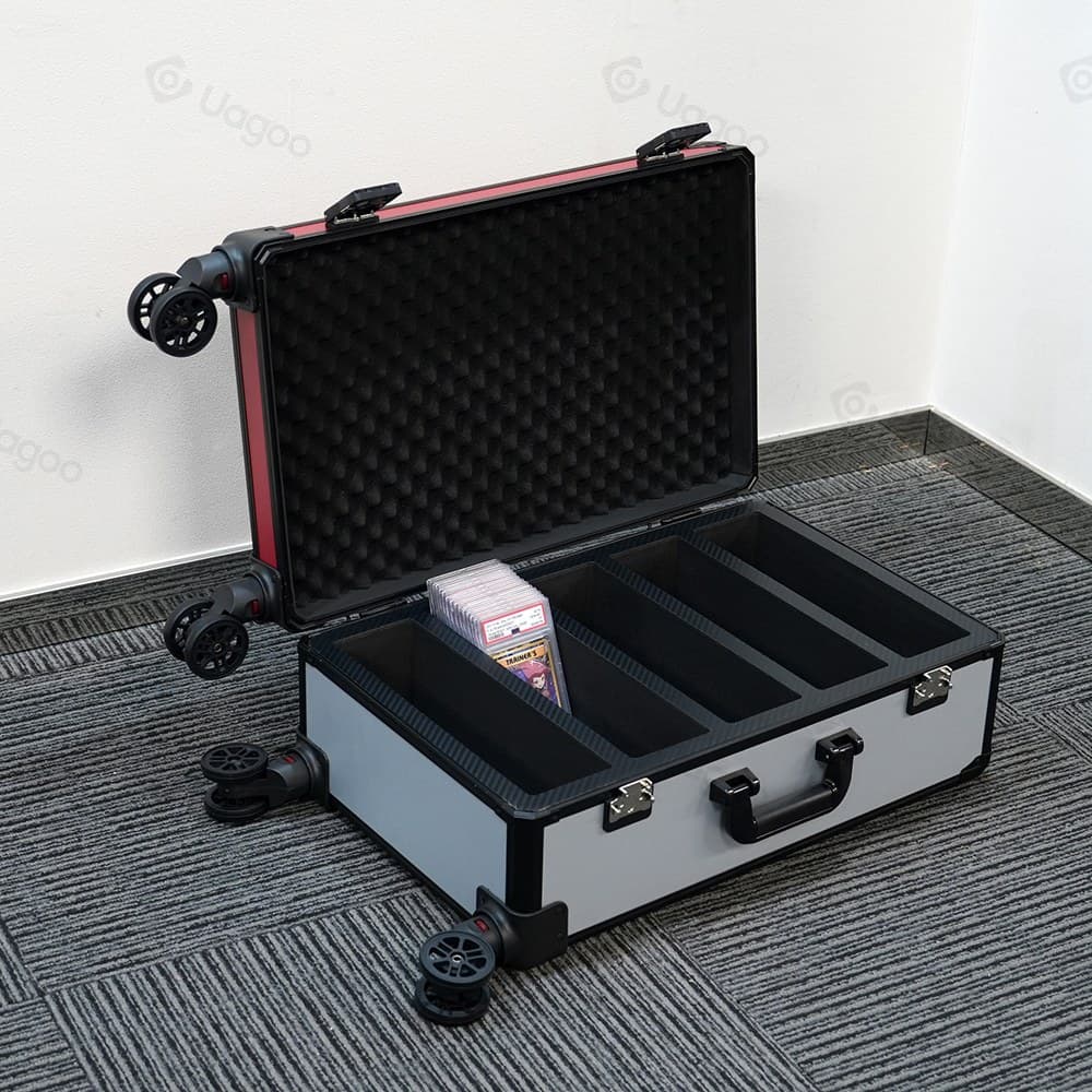 Rolling Aluminum Graded Card Trolley Case with Foam Inserts thumbnail 4