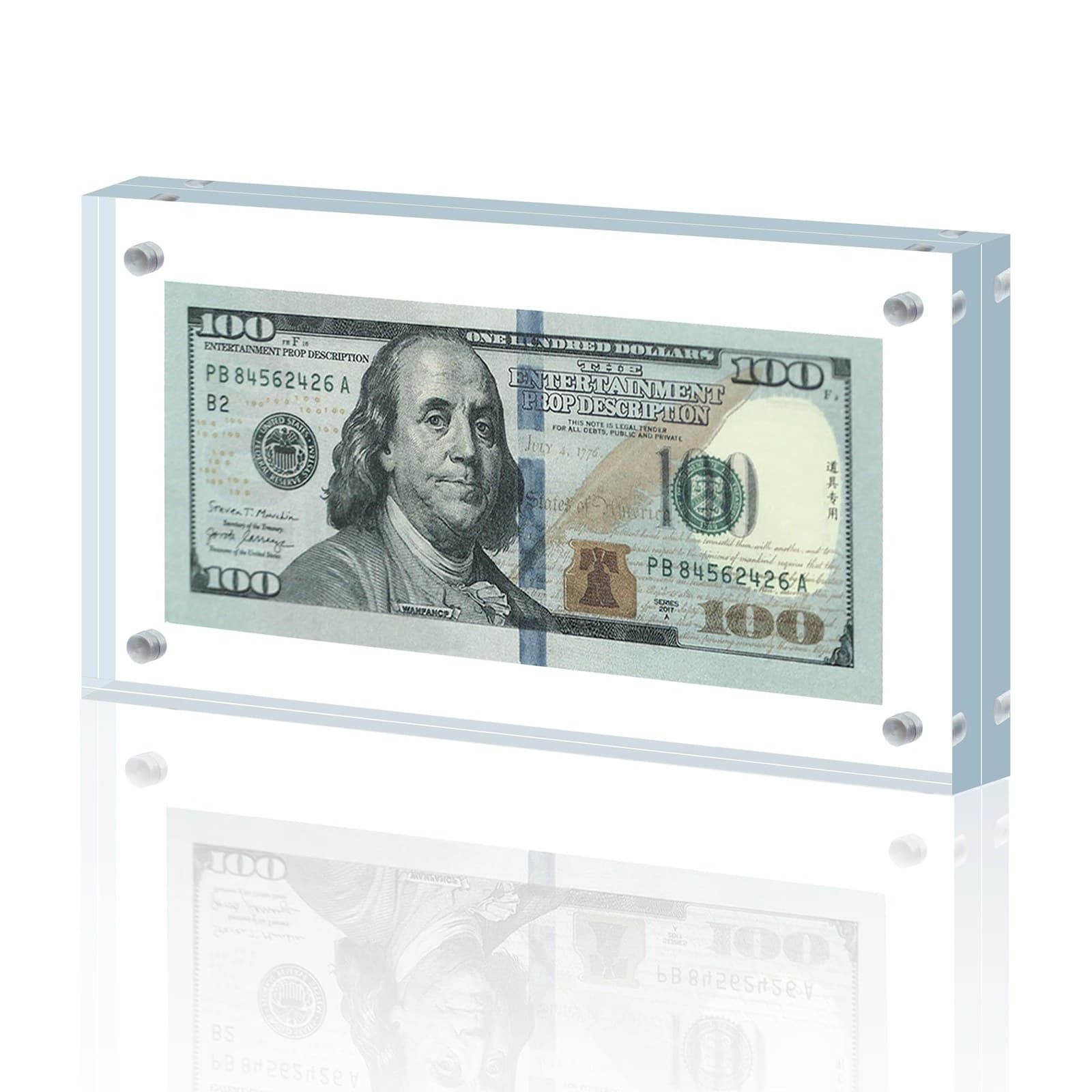 Acrylic Dollar Bill Holder, 7.8 x 3.9 in, Double-Sided