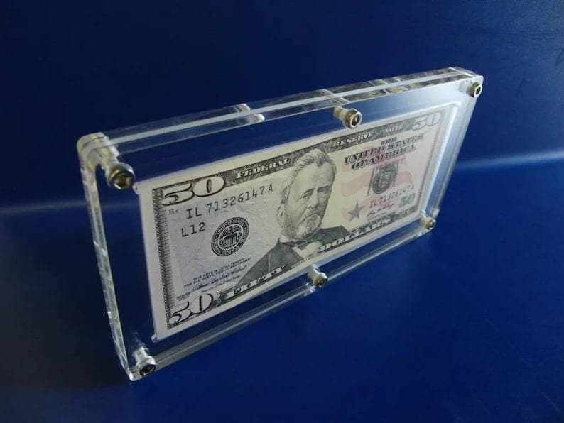 Cell-Cast Acrylic Single Banknote Frame, Screw-Mounted thumbnail 2