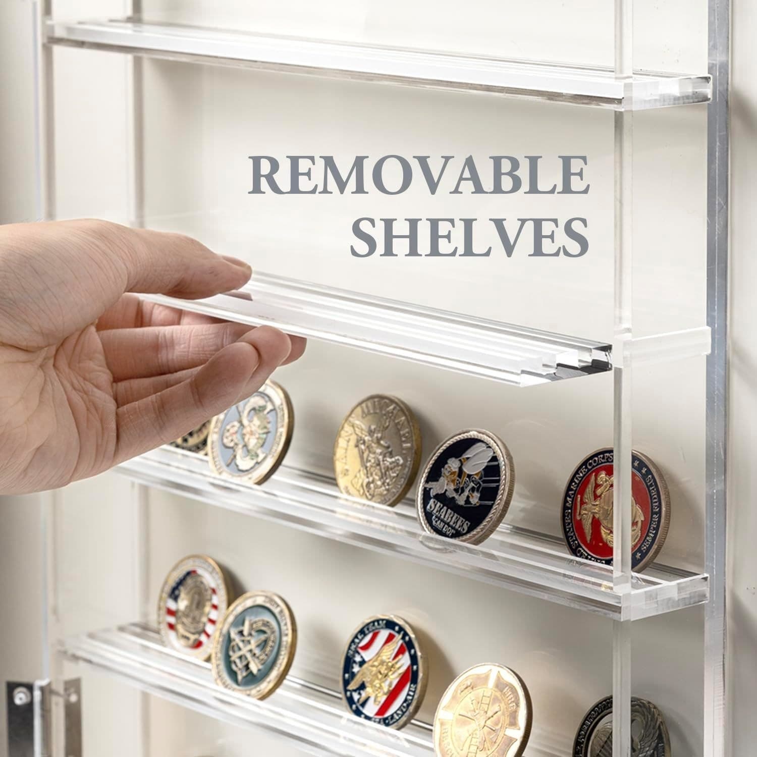 Wall-Mounted Acrylic Challenge Coin Display Case, 11.6 x 15.2 in, Magnetic Door thumbnail 5