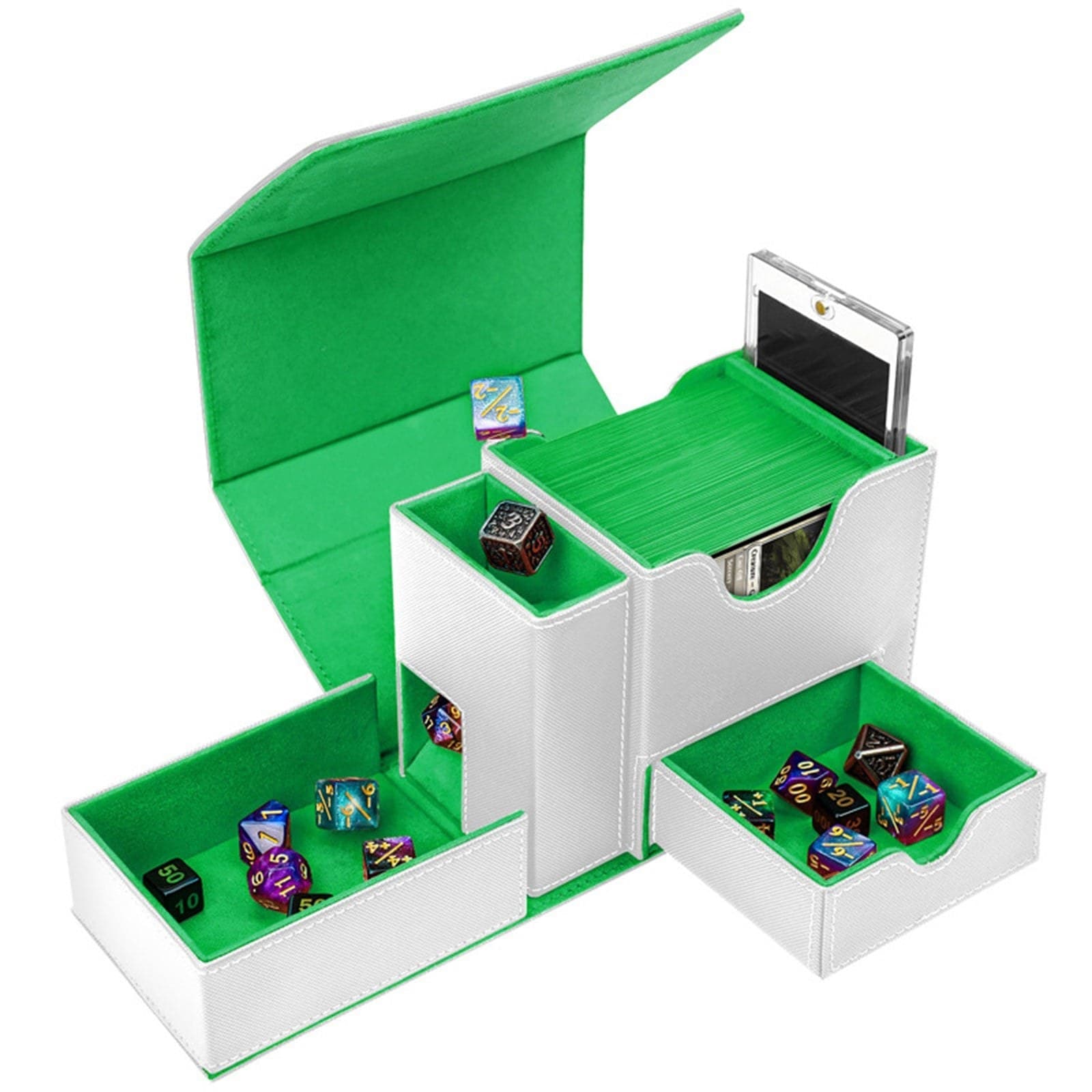 PU Leather Deck Box with Dice Drawer, Holds 100+ Sleeved Cards thumbnail 2