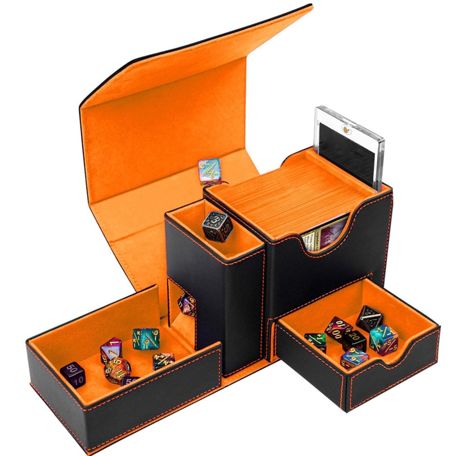 PU Leather Deck Box with Dice Drawer, Holds 100+ Sleeved Cards thumbnail 3