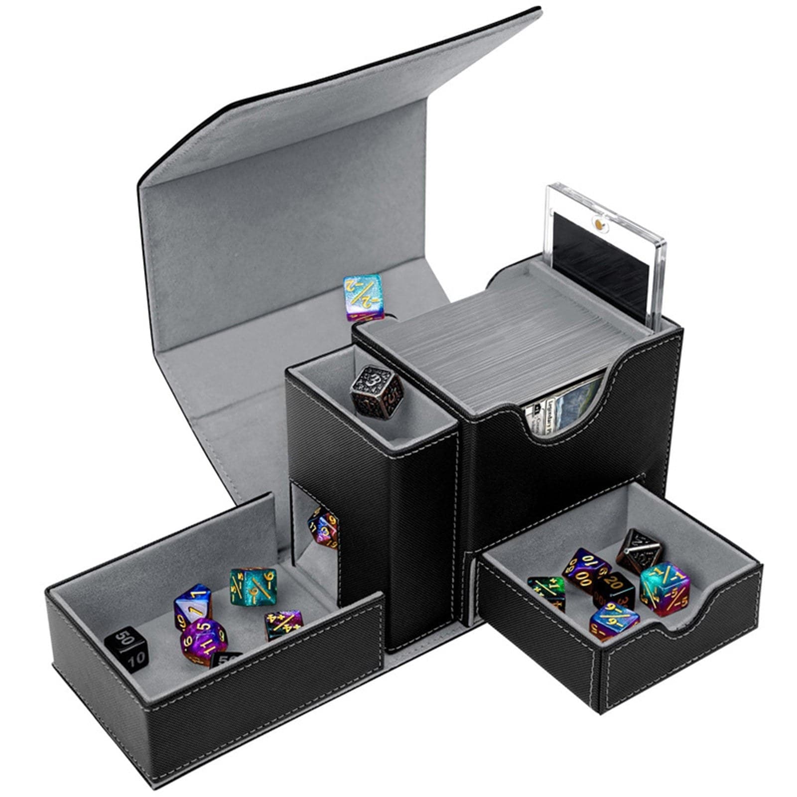 PU Leather Deck Box with Dice Drawer, Holds 100+ Sleeved Cards thumbnail 4