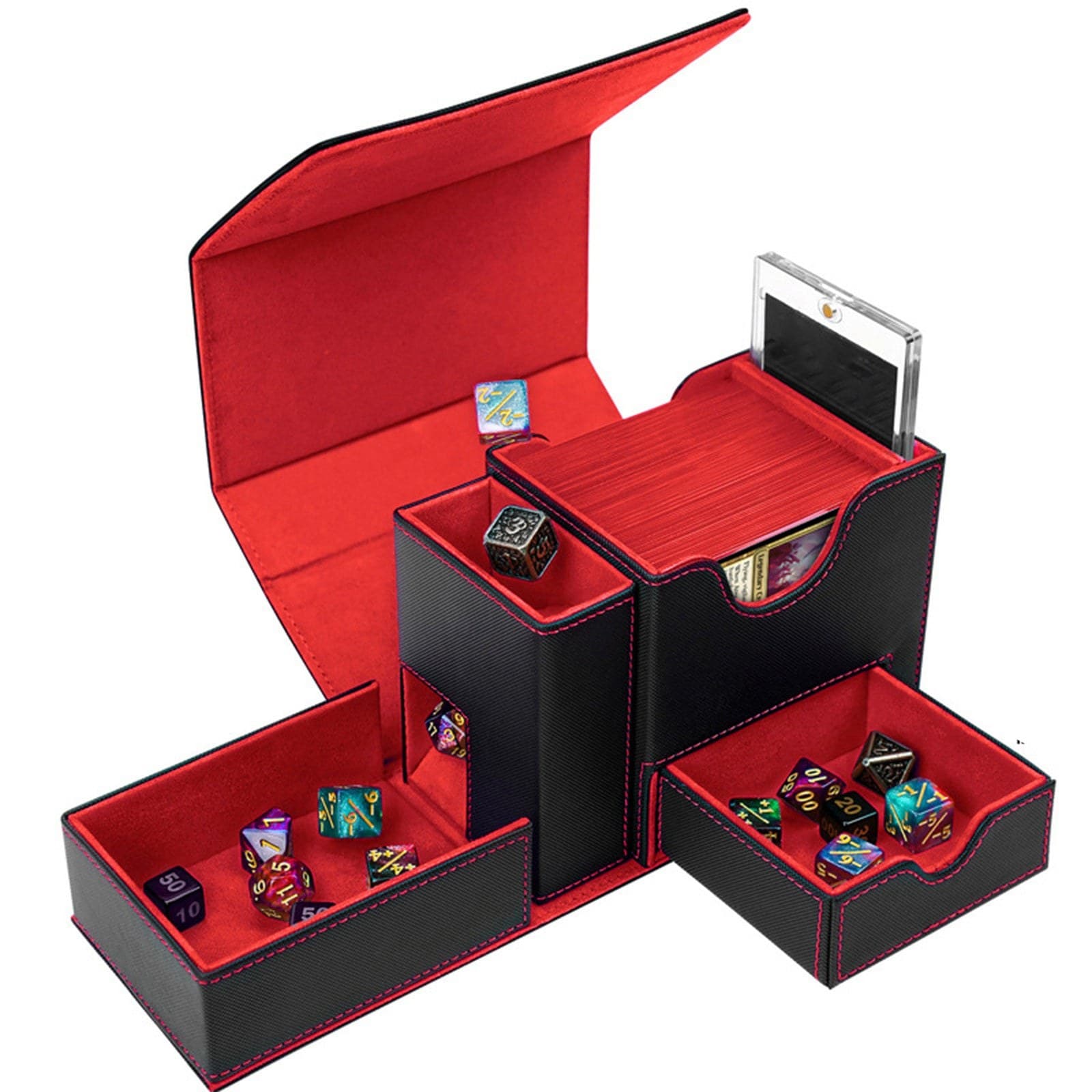 PU Leather Deck Box with Dice Drawer, Holds 100+ Sleeved Cards thumbnail 6