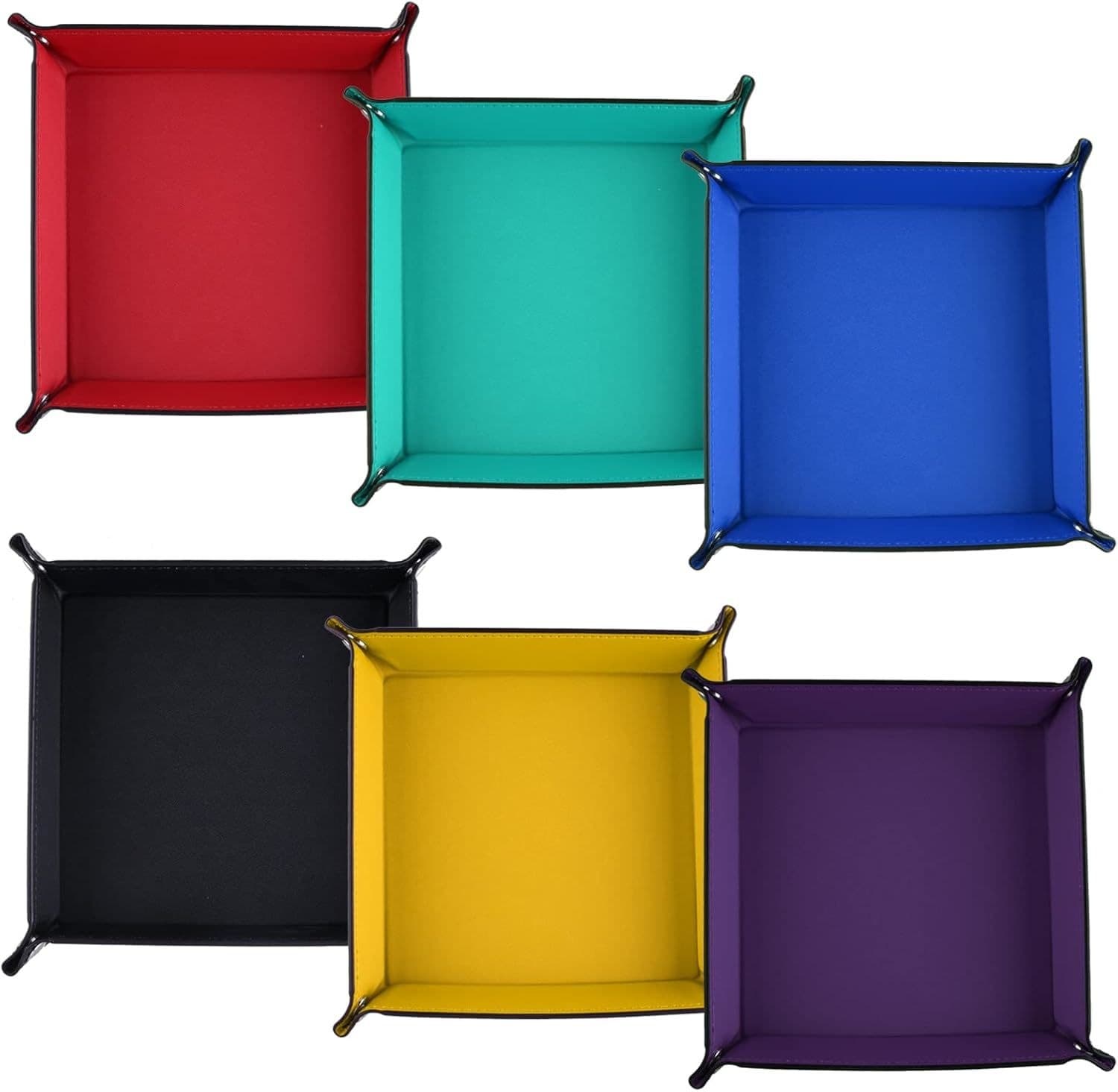 Square Foldable Dice Tray, Two-Tone PU Leather, Snap Corners 缩略图 3