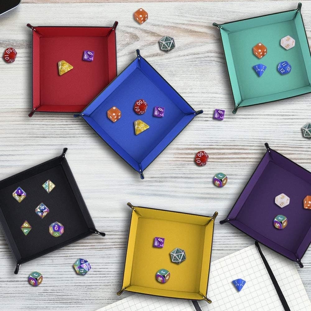 Square Foldable Dice Tray, Two-Tone PU Leather, Snap Corners 缩略图 4