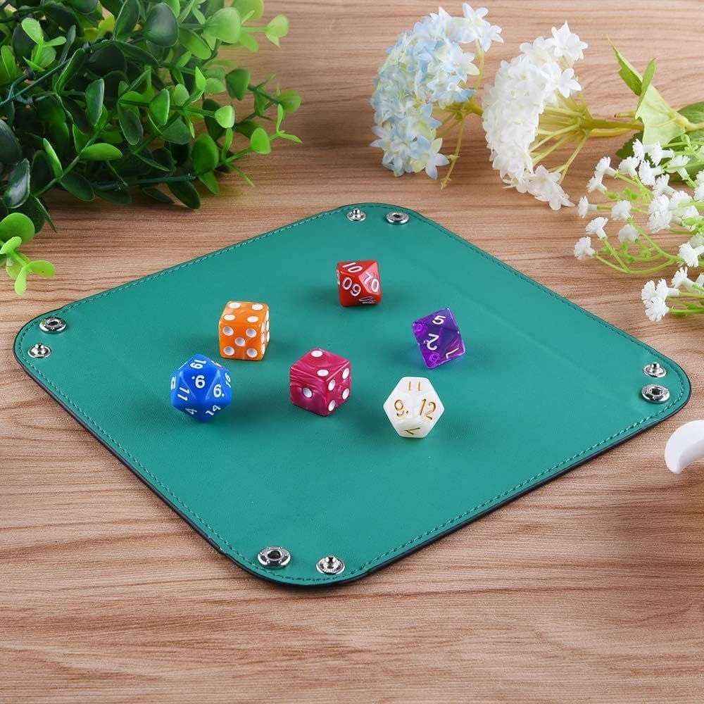 Square Foldable Dice Tray, Two-Tone PU Leather, Snap Corners 缩略图 5