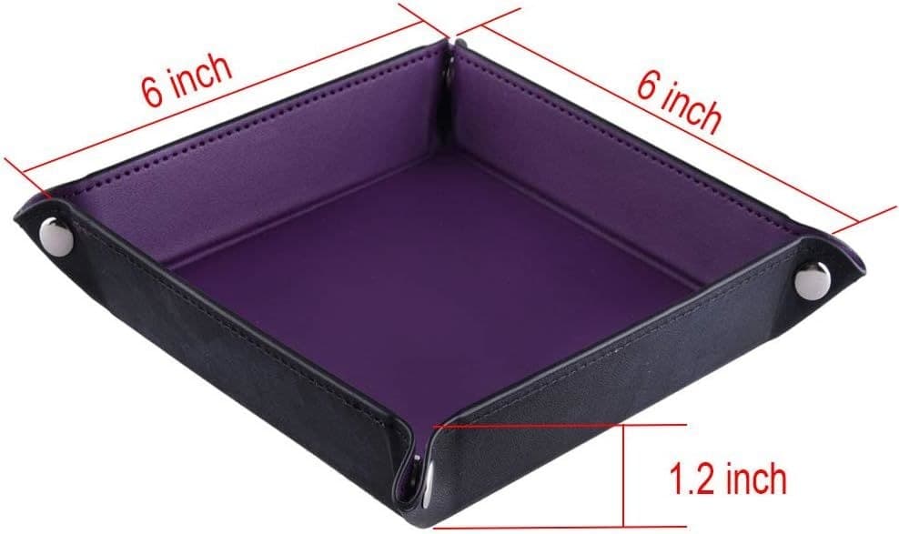 Square Foldable Dice Tray, Two-Tone PU Leather, Snap Corners 缩略图 1