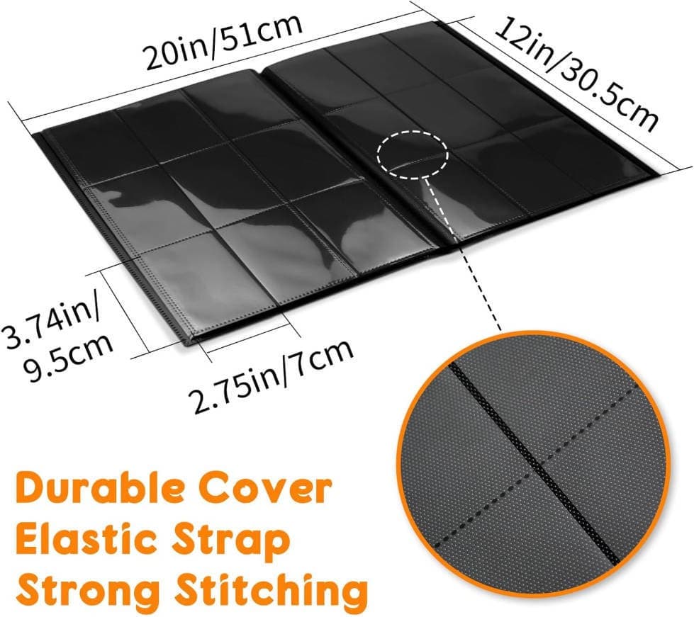 9-Pocket Card Binder, 360 Cards, Black, Elastic Strap thumbnail 5