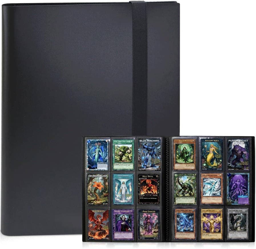 9-Pocket Card Binder, 360 Cards, Black, Elastic Strap