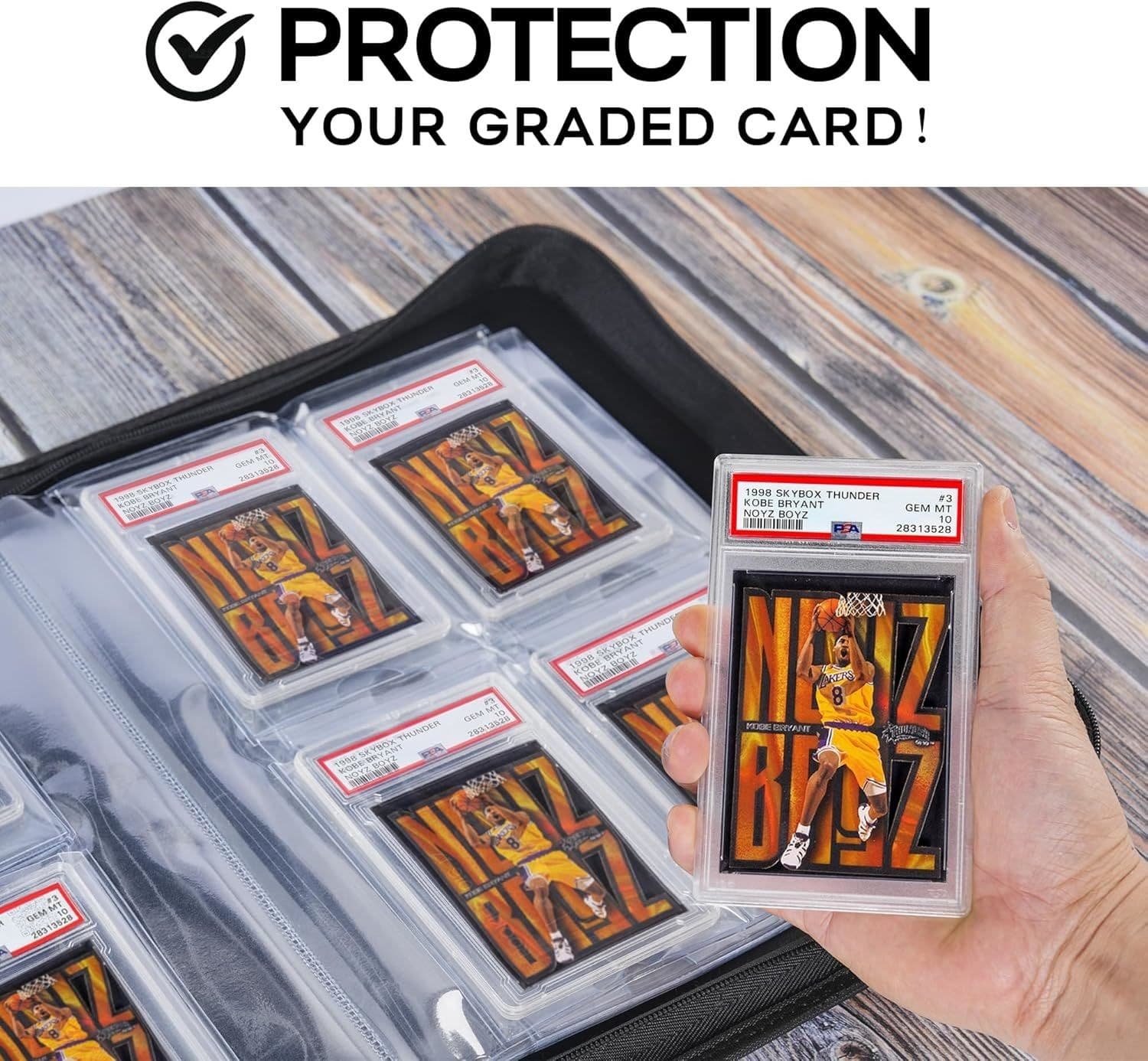 Graded Card Binder, 40 Slabs, 4 Pockets per Page, Zip PU Leather thumbnail 3