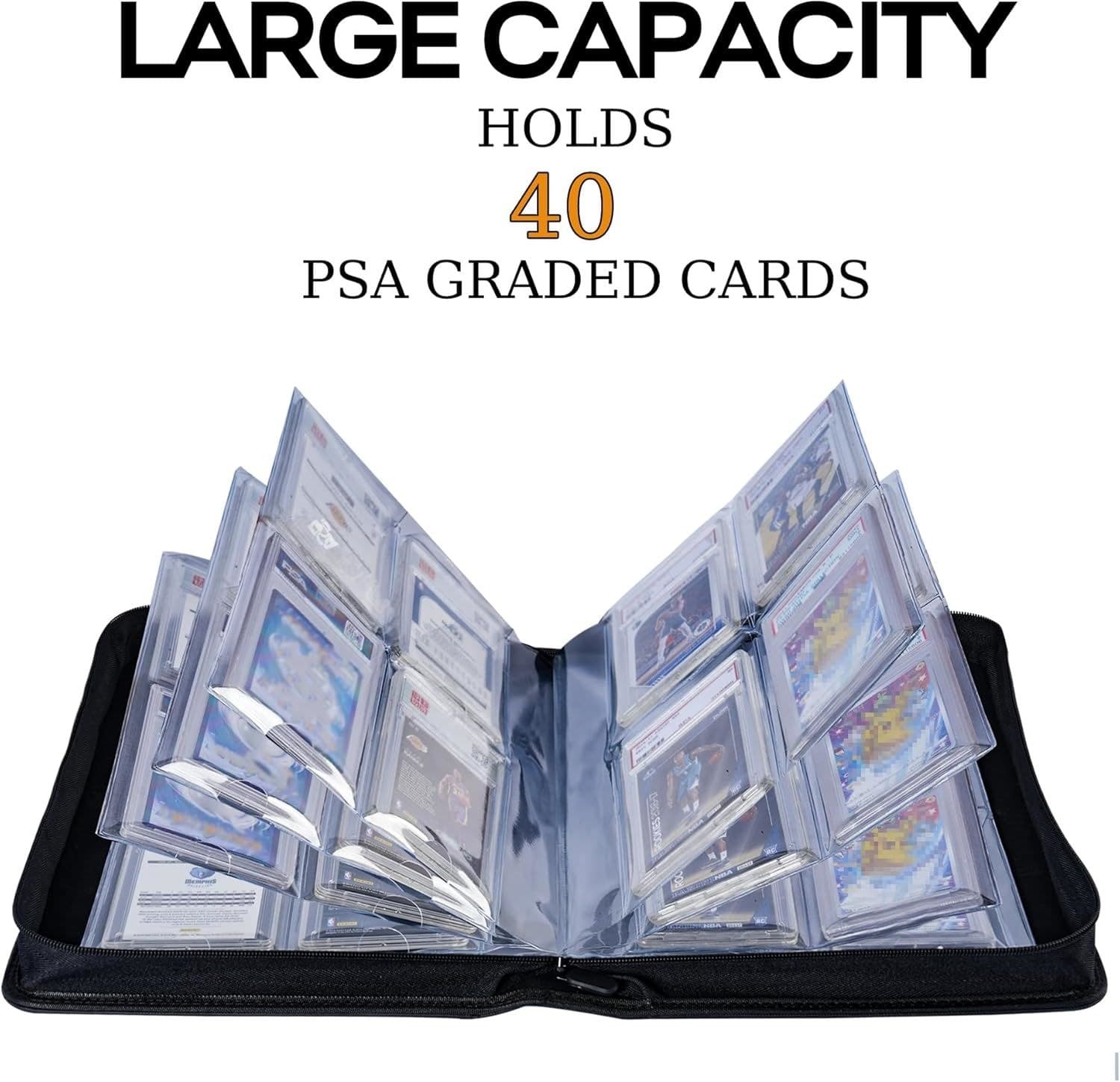 Graded Card Binder, 40 Slabs, 4 Pockets per Page, Zip PU Leather thumbnail 5