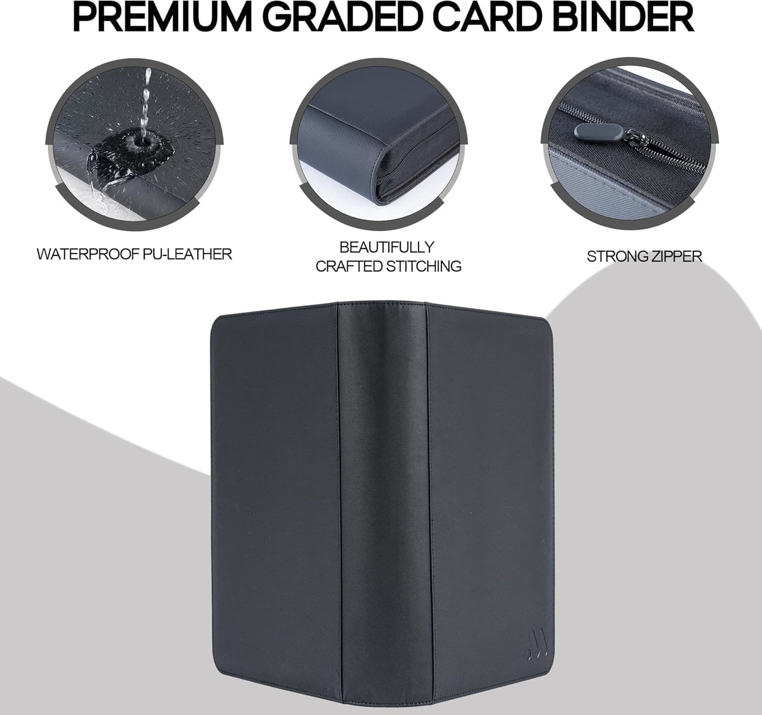 Graded Card Binder, 40 Slabs, 4 Pockets per Page, Zip PU Leather thumbnail 6