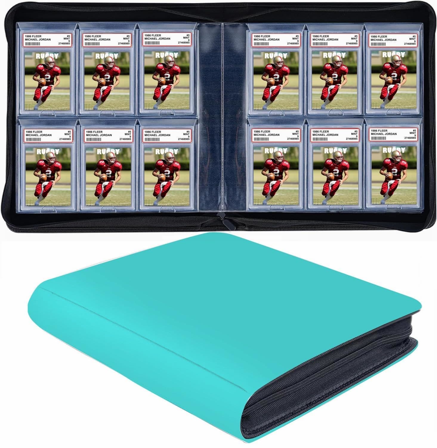 Heavy-Duty Zippered Graded Card Binder, PU Leather, 14.6 x 13.4 in thumbnail 2
