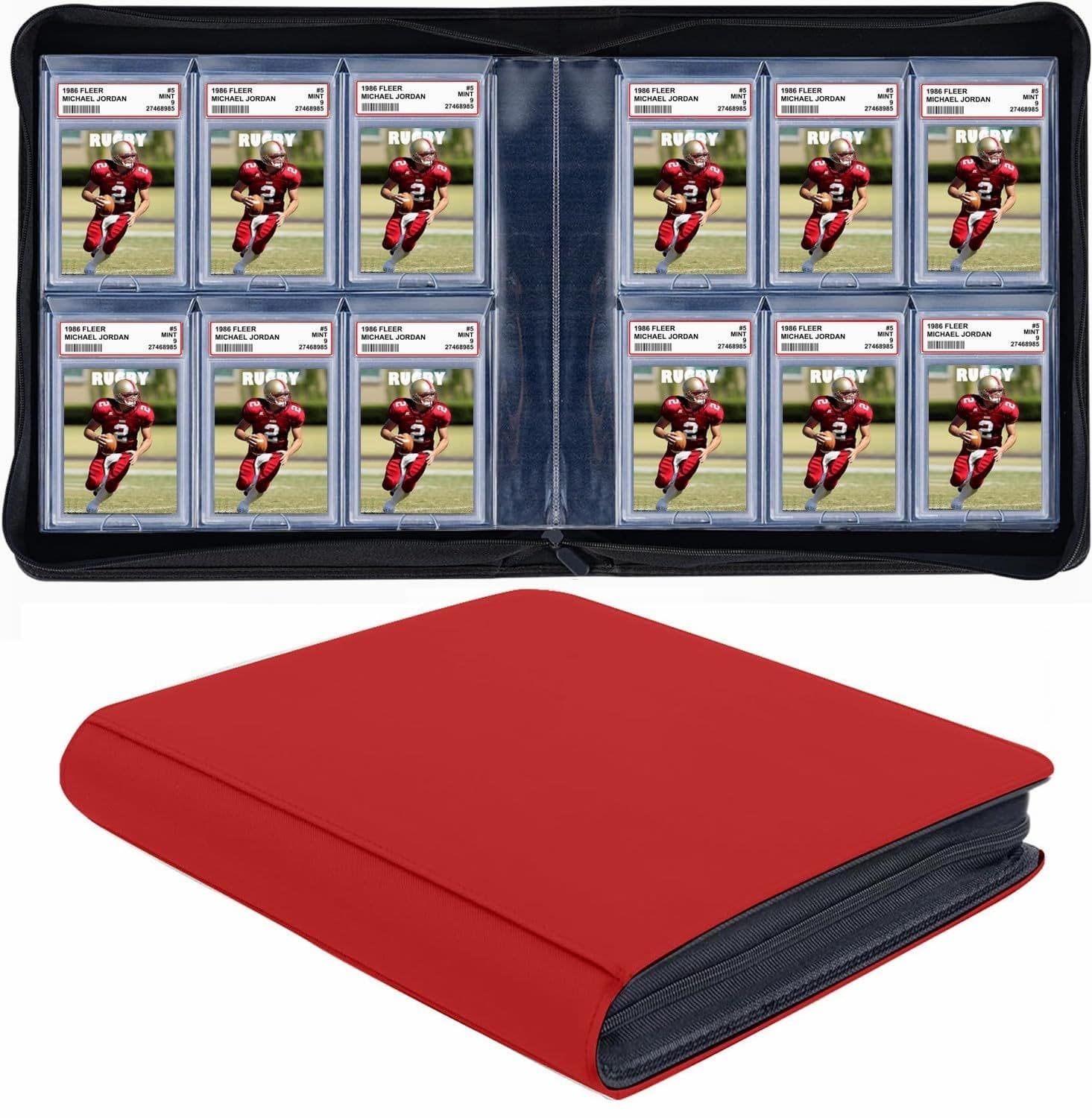 Heavy-Duty Zippered Graded Card Binder, PU Leather, 14.6 x 13.4 in thumbnail 3