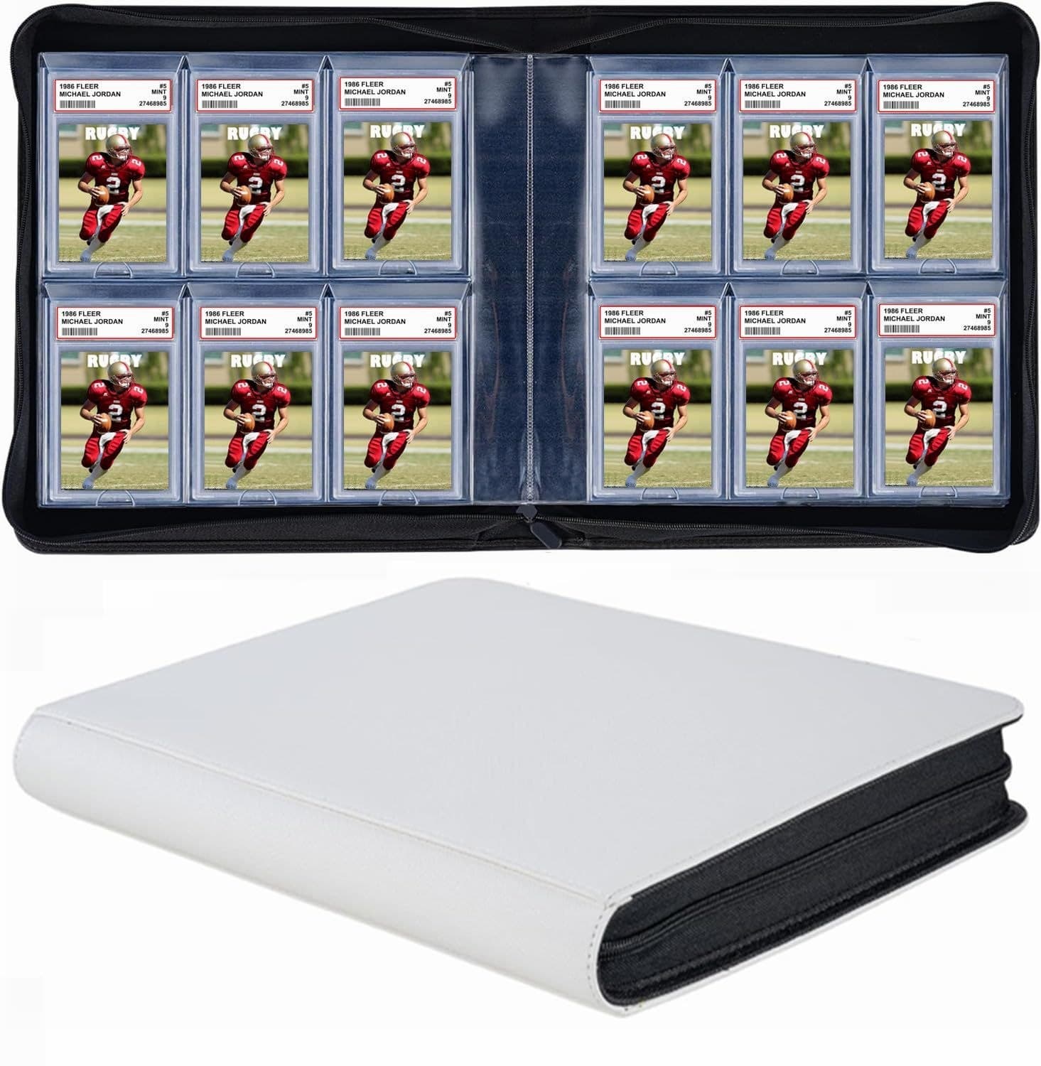 Heavy-Duty Zippered Graded Card Binder, PU Leather, 14.6 x 13.4 in thumbnail 4