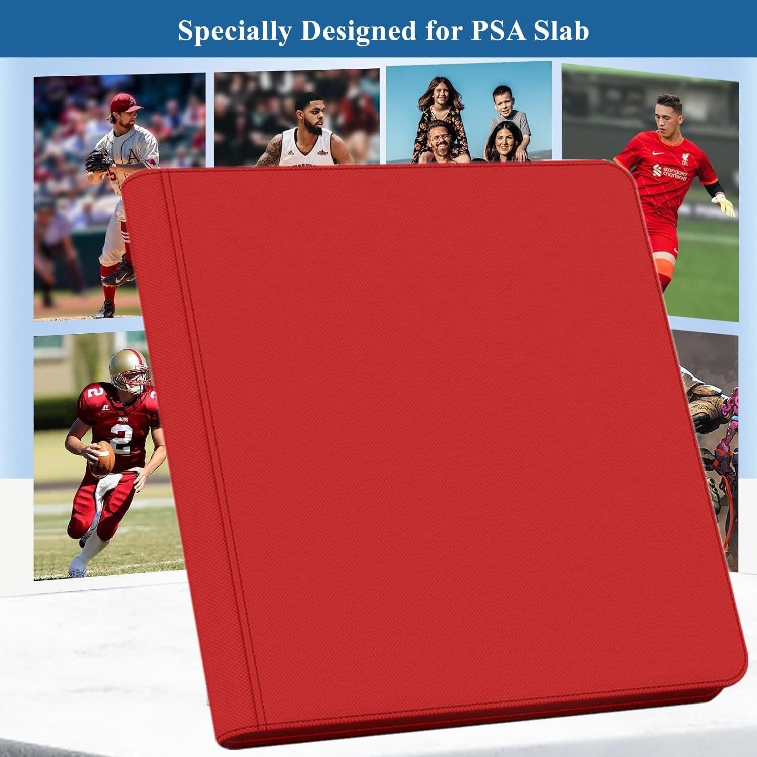 Heavy-Duty Zippered Graded Card Binder, PU Leather, 14.6 x 13.4 in thumbnail 5