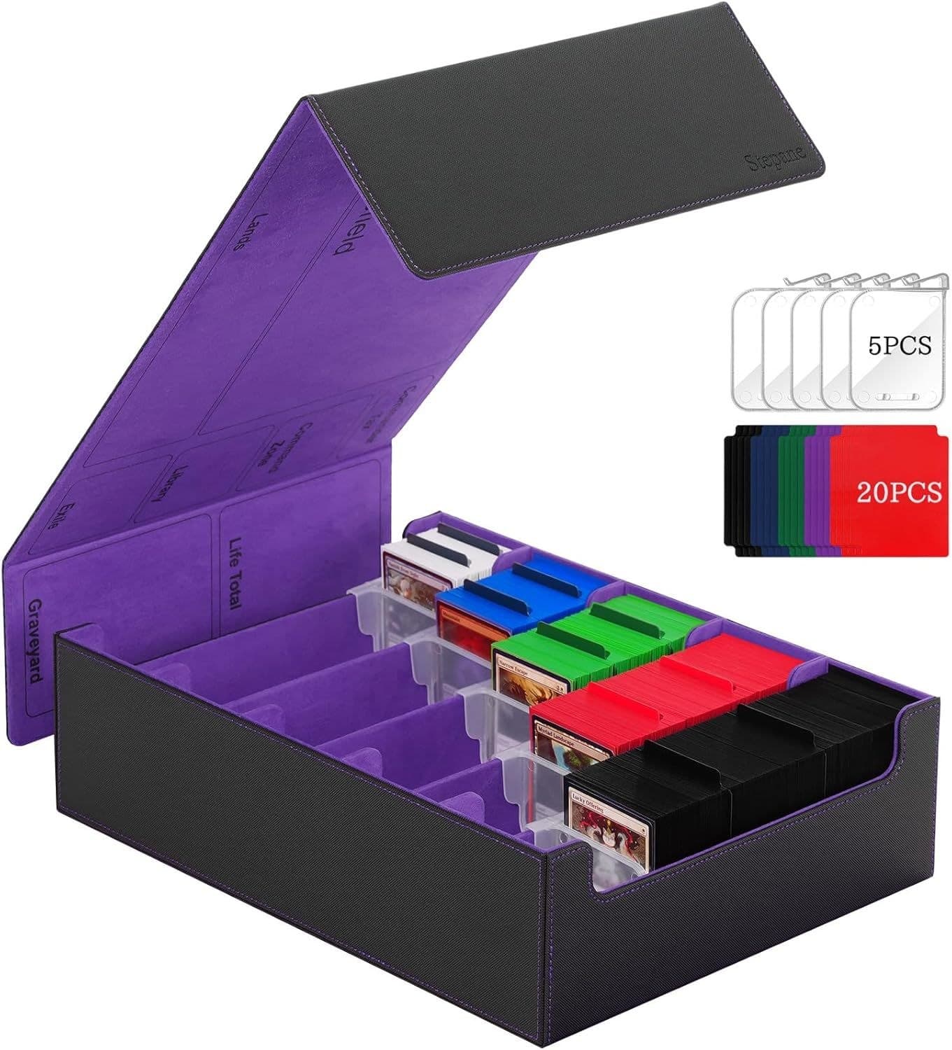 5-Row PU Leather Card Storage Box with Magnetic Lids, 3,800+ Cards thumbnail 2