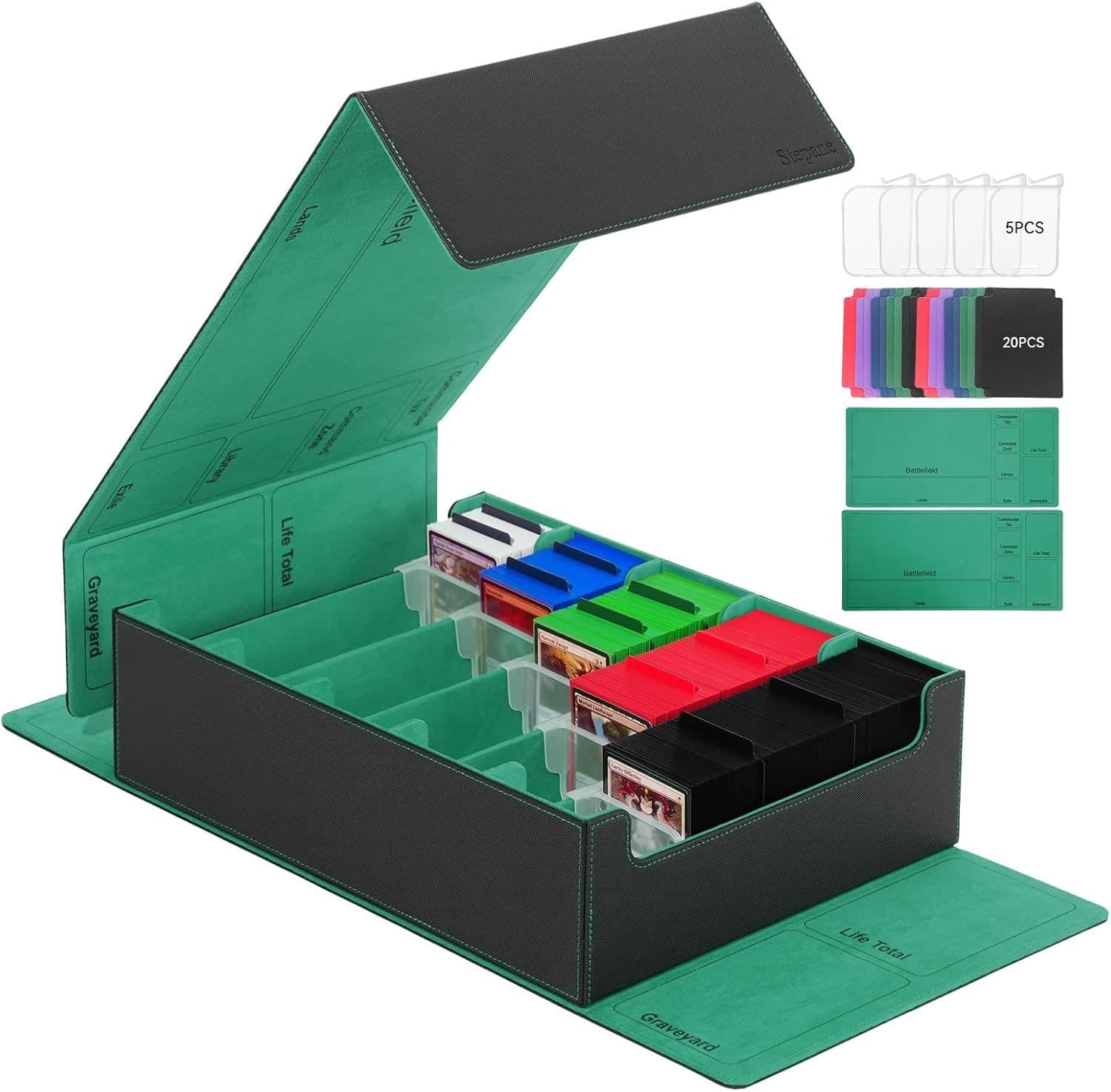 5-Row PU Leather Card Storage Box with Magnetic Lids, 3,800+ Cards thumbnail 3