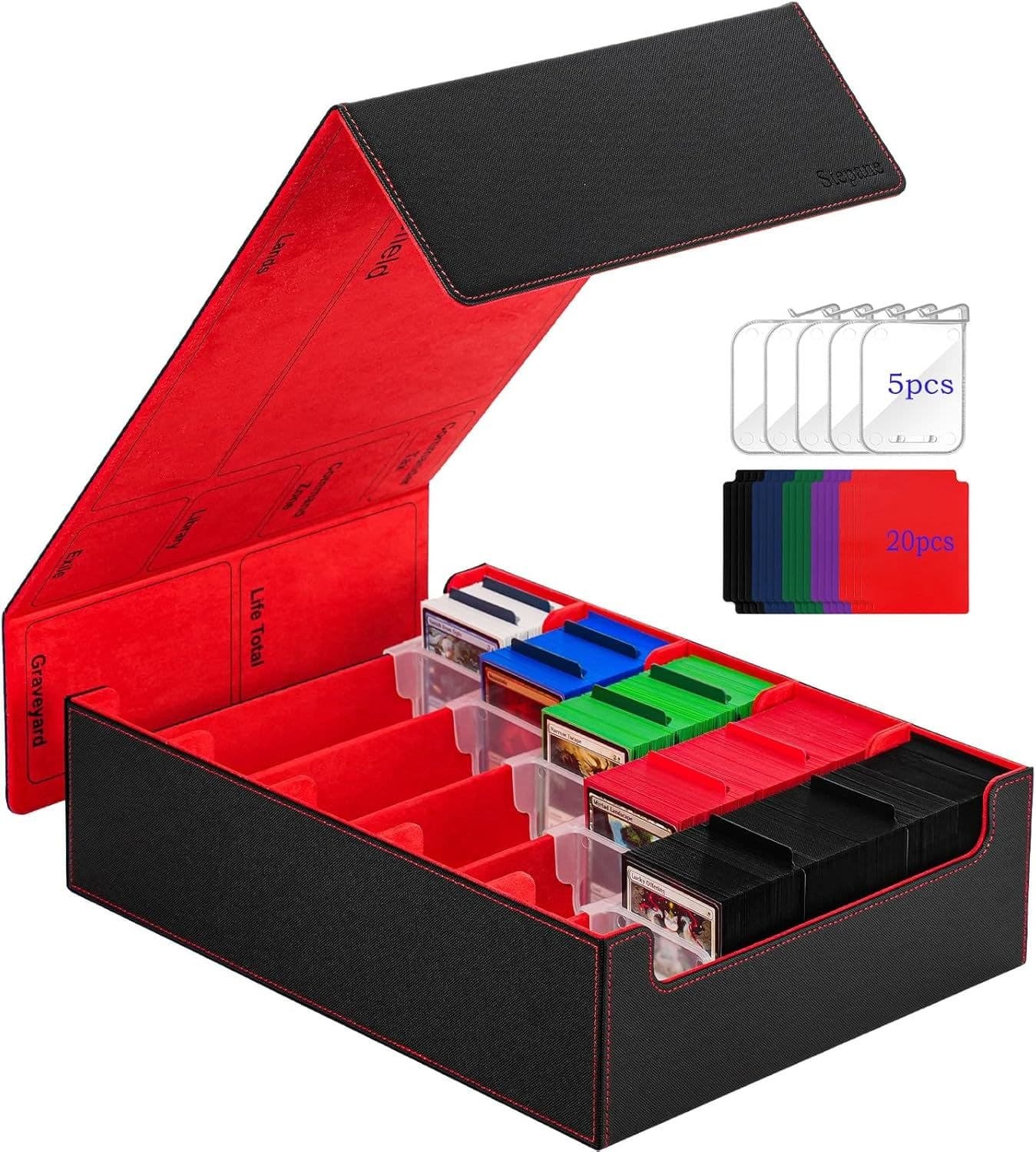 5-Row PU Leather Card Storage Box with Magnetic Lids, 3,800+ Cards thumbnail 6